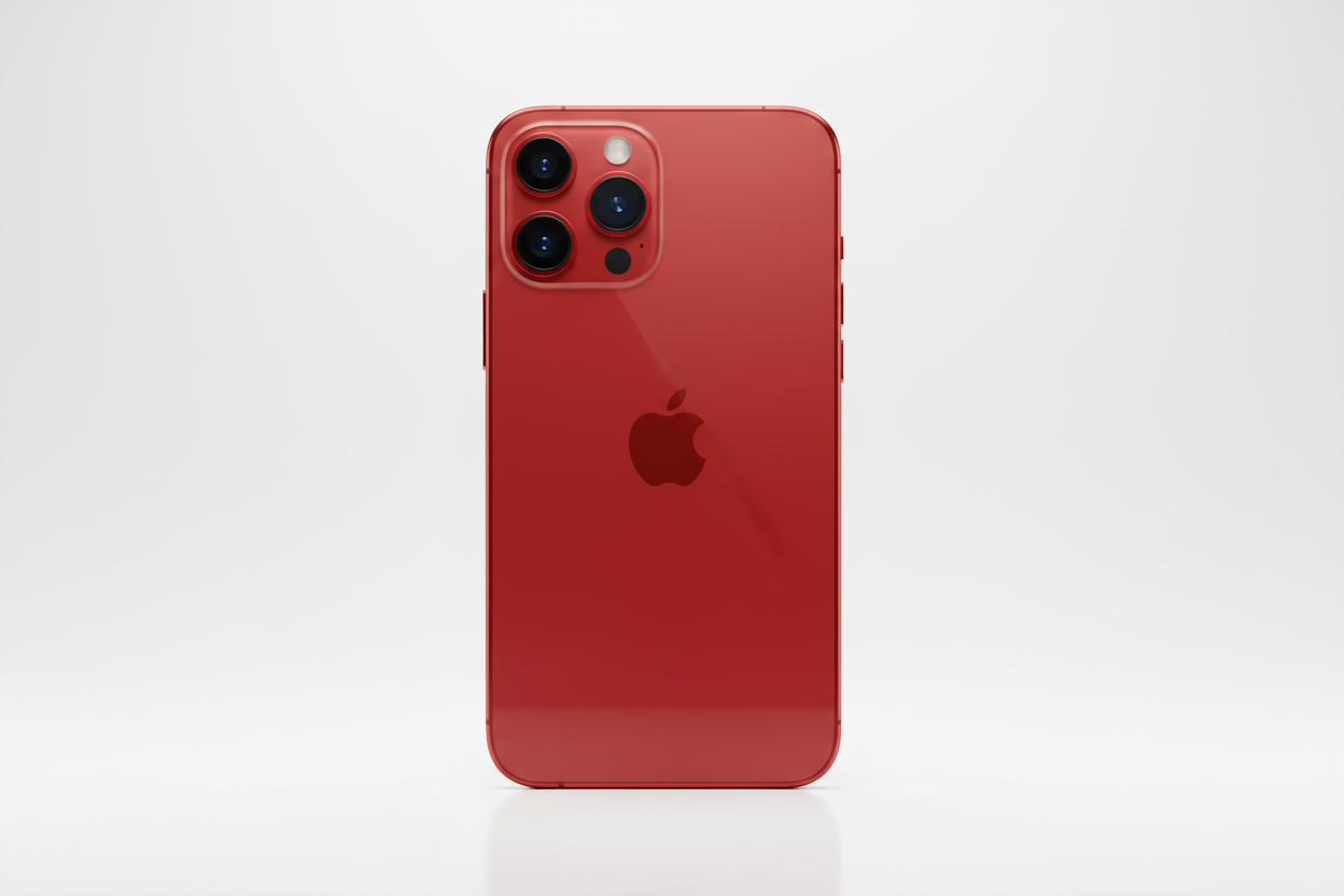 iphone 13 pro max de couleur rouge avec un fond blanc ?