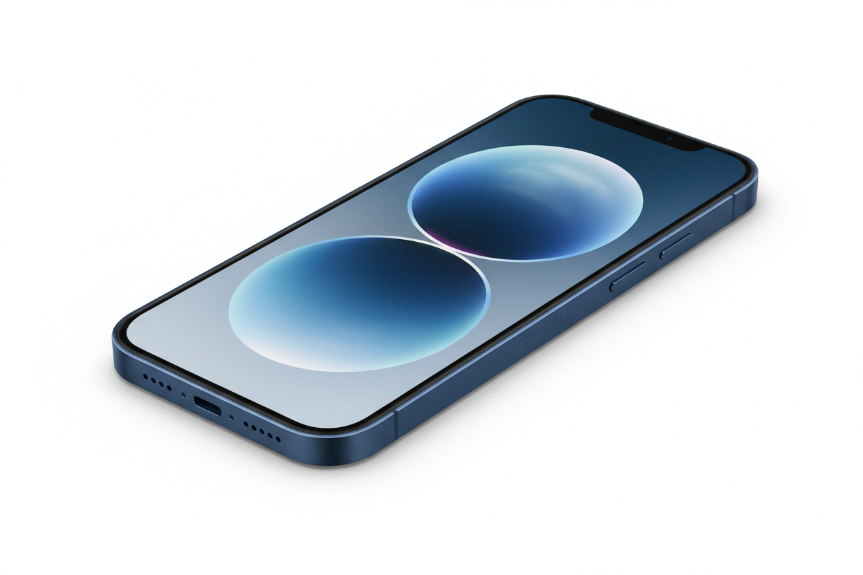 iPhone 13 simple de couleur bleu avec un fond blanc ?