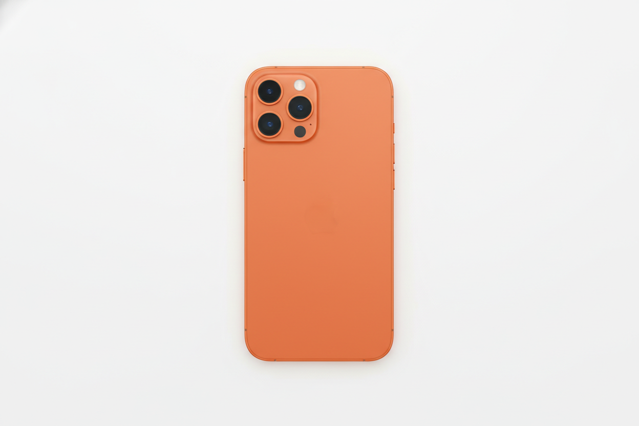 iphone 13 simple de couleur orange avec un fond blanc ?