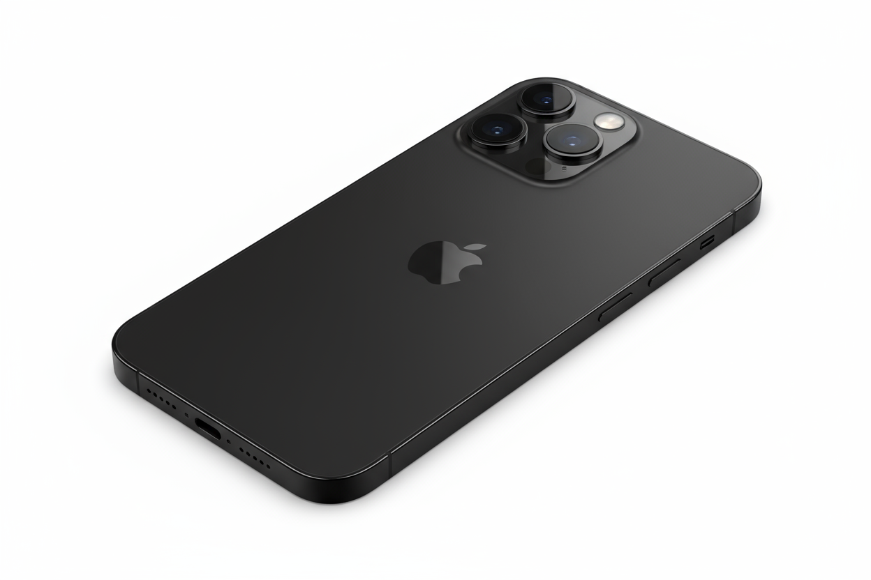 iphone 17 pro de couleur noir avec un fond blanc