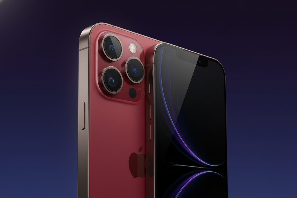 un iphone 15 pro max rouge avec ou fond de ton choix ?